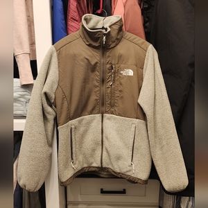 North Face olive green sherpa zip up